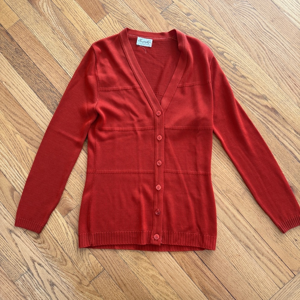 Vintage Haymaker Women’s Cardigan Sweater Red Orange Excellent Condition
